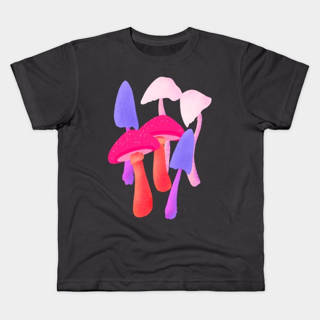 Electric Shrooms Kids T-Shirt by Peggy Dean